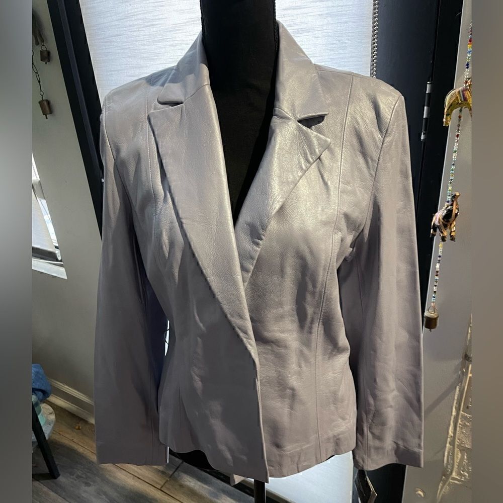 NWT COLEBROOK & CO LEATHER JACKET LARGE LAVENDER